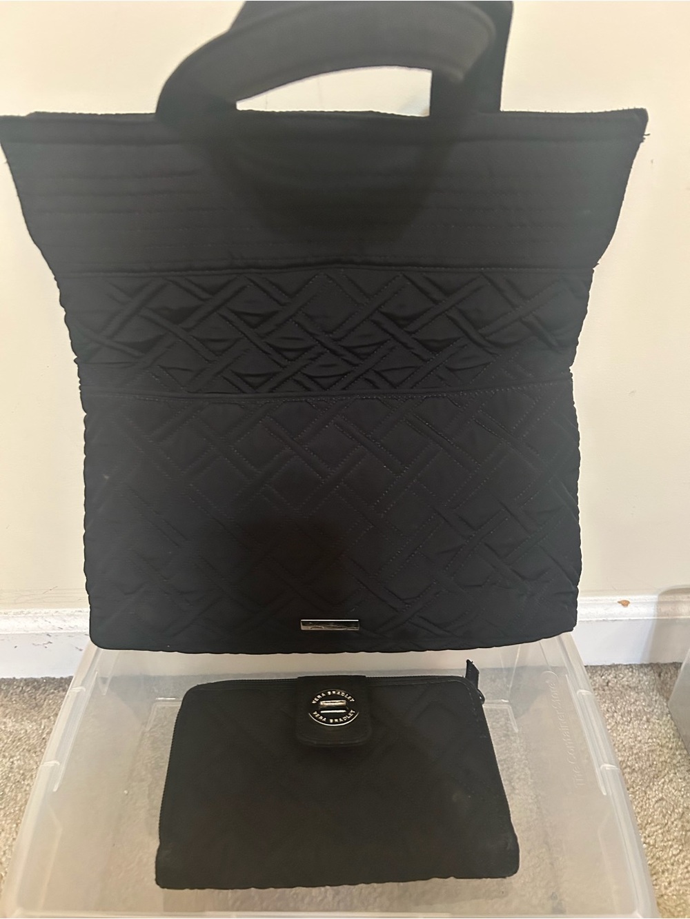 Vera Bradley Black Quilted Tote and Matching Wallet - Picture 9 of 10